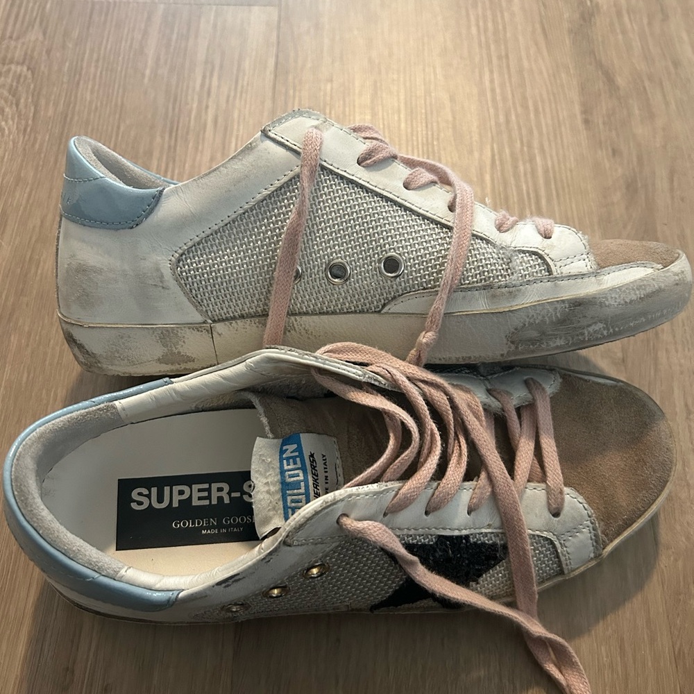 Golden Goose Superstar Sneakers - White and Blue